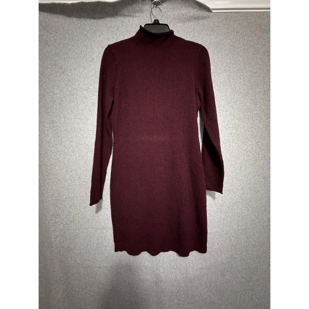 Qi Cashmere Sweater Dress Womens Medium Red 100% Cashmere Mock Neck Knee Length‎